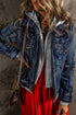 Fake Two-Piece Hooded Zip-Up Denim Jacket